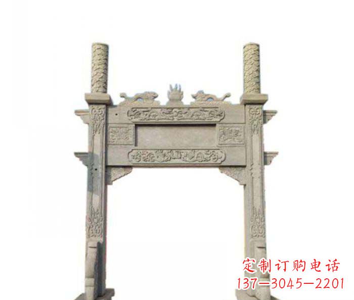 山东单门村口牌坊石雕
