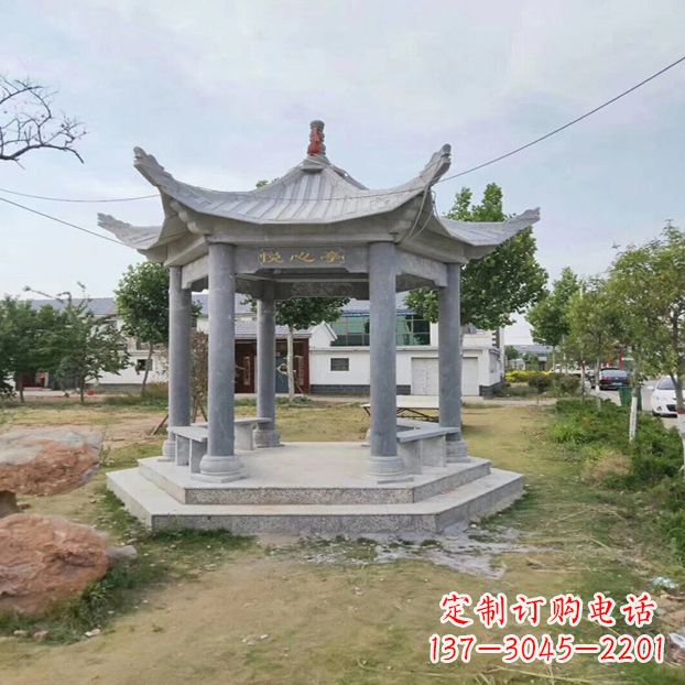山东中领雕塑 | 六角石凉亭公园雕塑