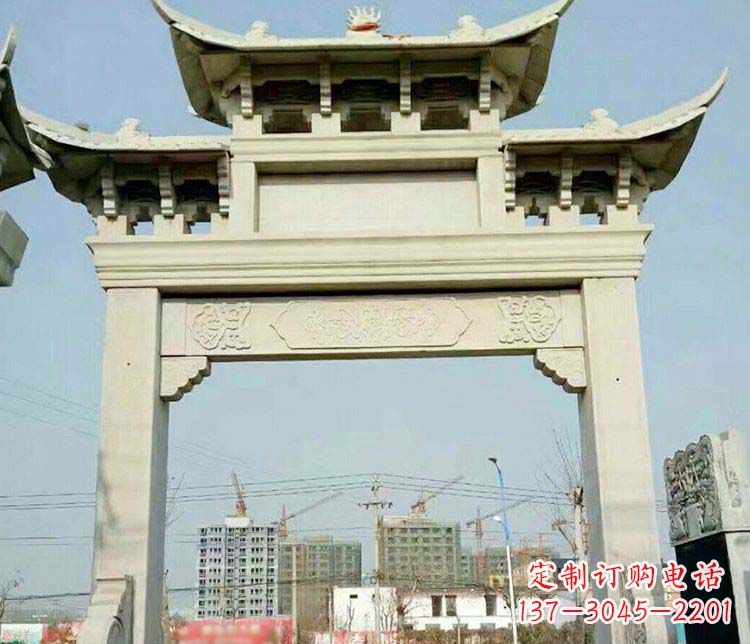 山东单门道路牌坊石雕