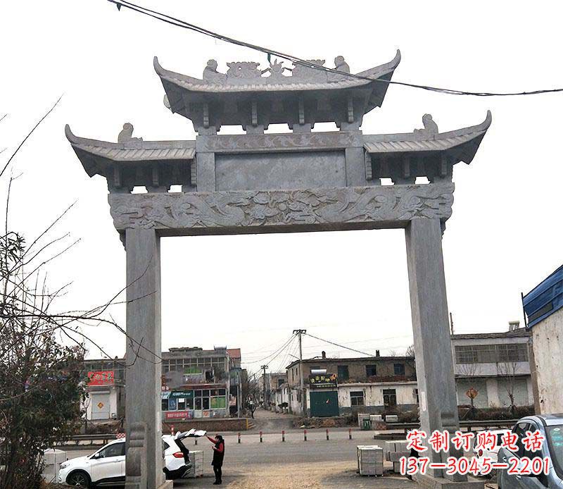 山东单门大理石牌坊石雕_1