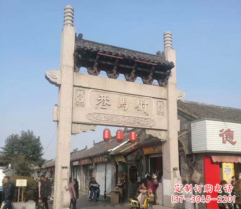 山东单门石牌坊石雕_1