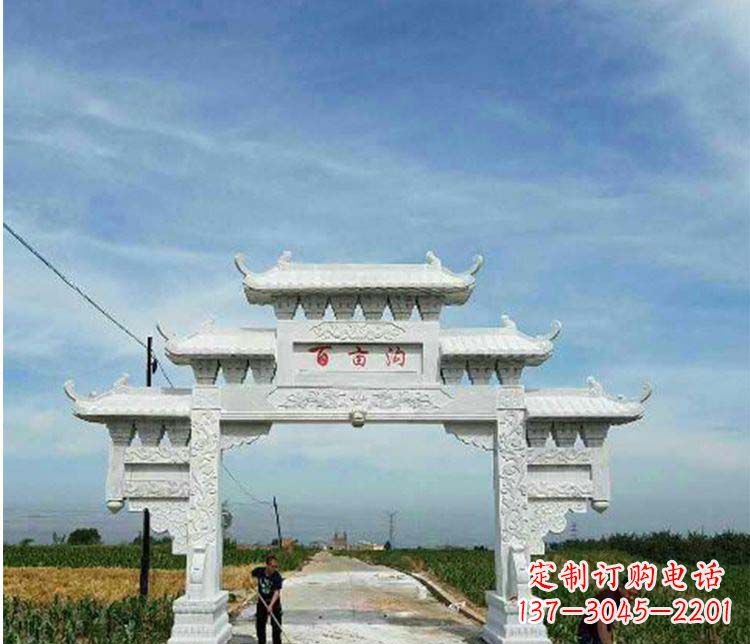 山东单门石牌坊石雕_2