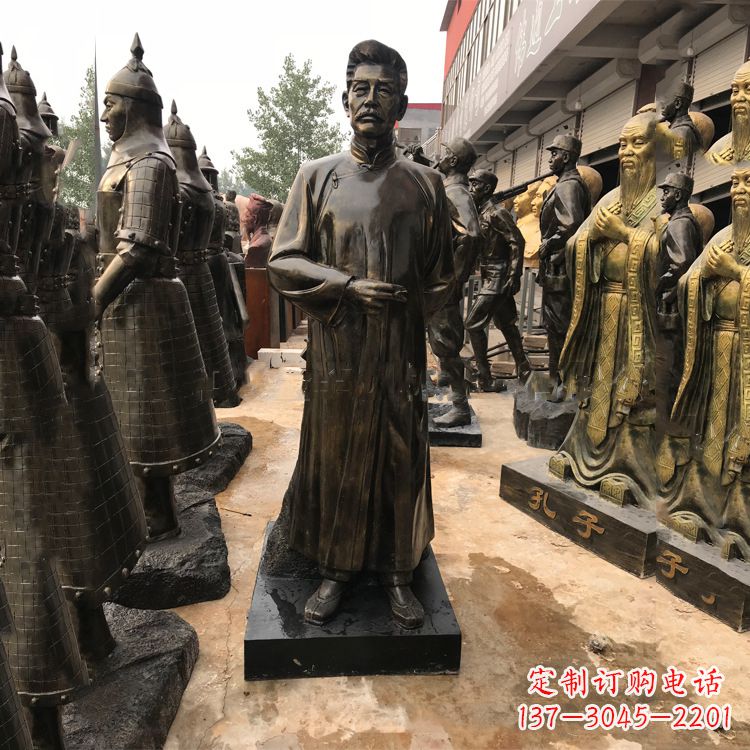 山东经典人物鲁迅大师仿铜雕塑