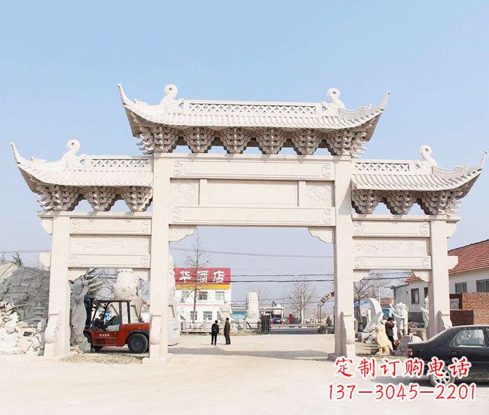 山东道路三门石牌坊石雕 (2)