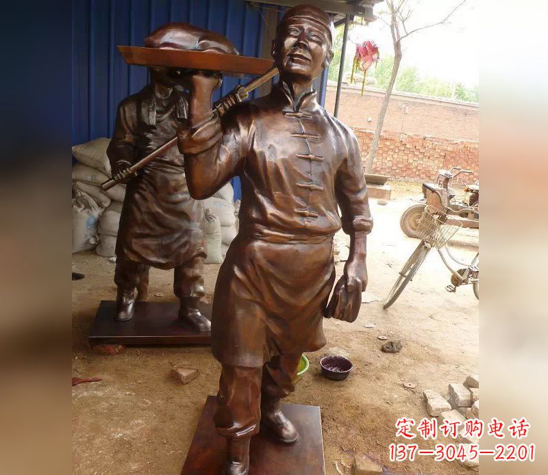 山东店小二服务员人物铜雕
