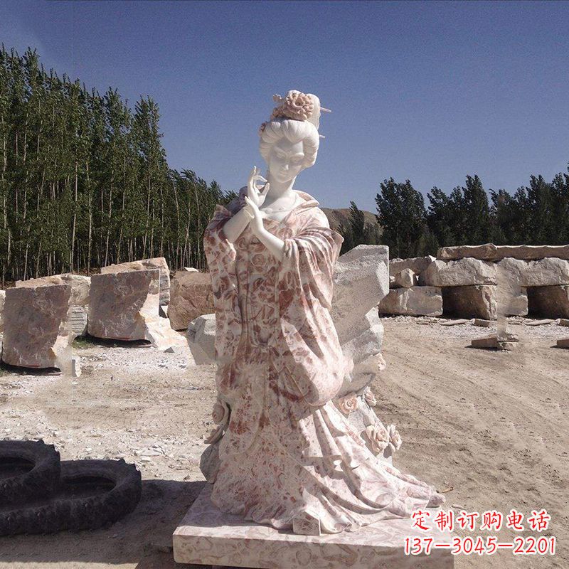 山东貂蝉石雕塑像-
