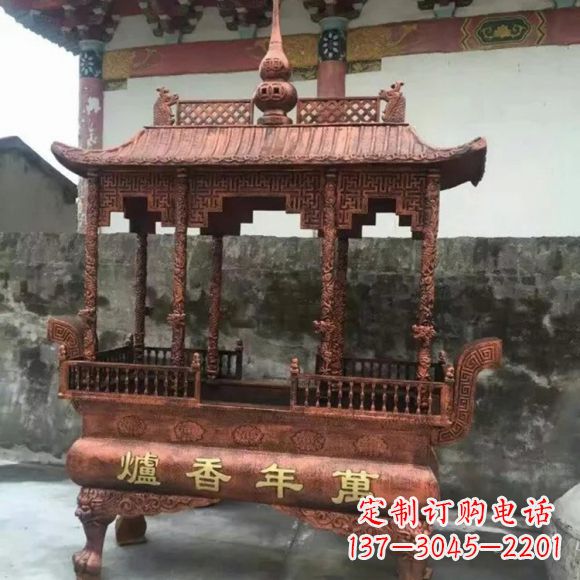 山东雕刻蝙蝠铜香炉