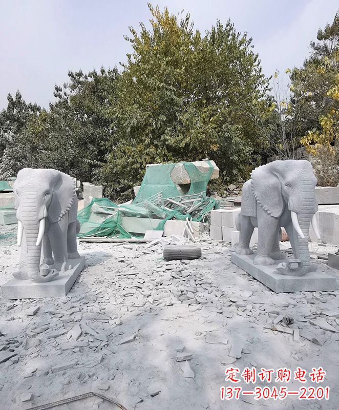 山东优雅精美大象石雕