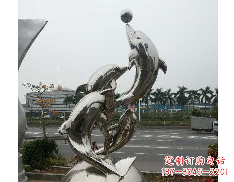 山东海豚精美不锈钢雕塑