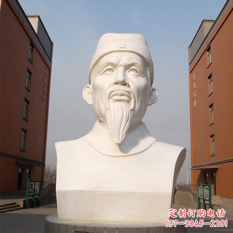 山东杜甫石雕像-学校校园历史名人唐代著名诗人头像