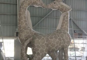 山东大理石艺术精美长颈鹿雕塑