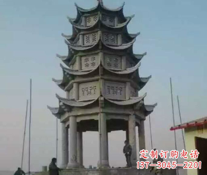 山东精美绝伦的多层凉亭石雕