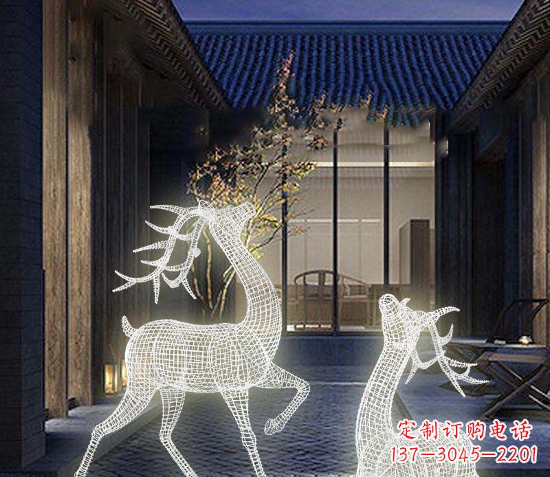 山东发光镂空梅花鹿景观雕塑