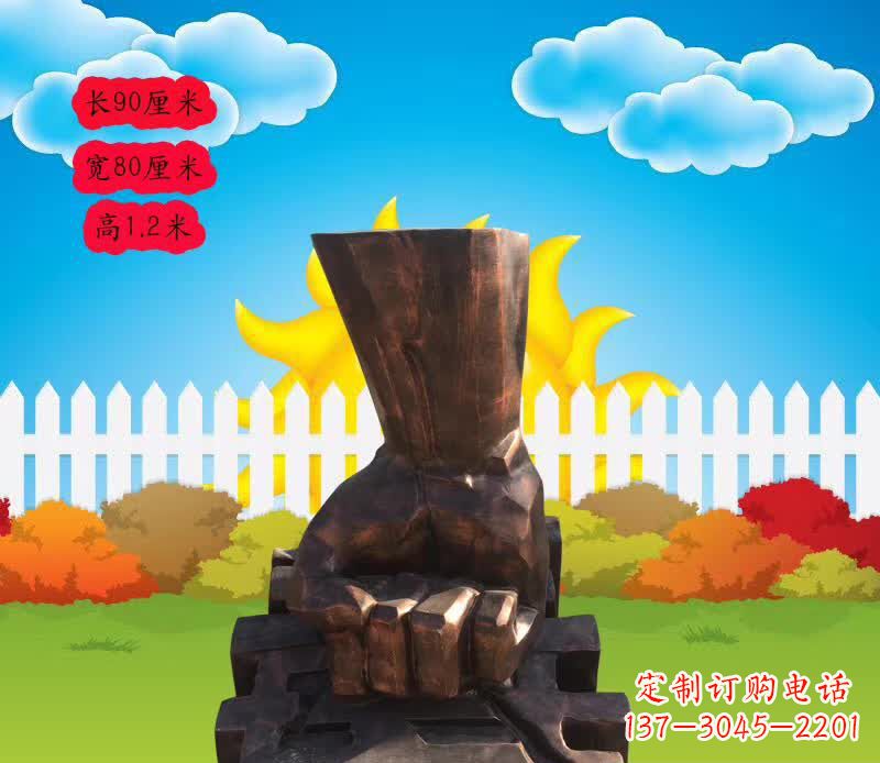 山东法治拳头铜雕