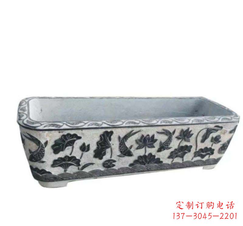 山东方形水缸石雕
