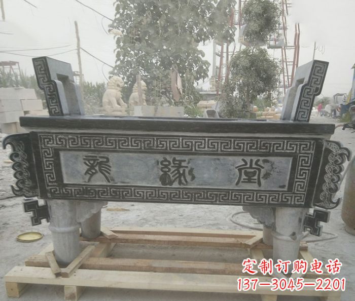 山东方形四足香炉石雕艺术品