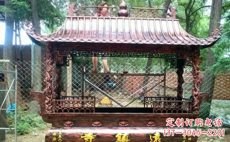 山东方形寺庙香炉铜雕塑