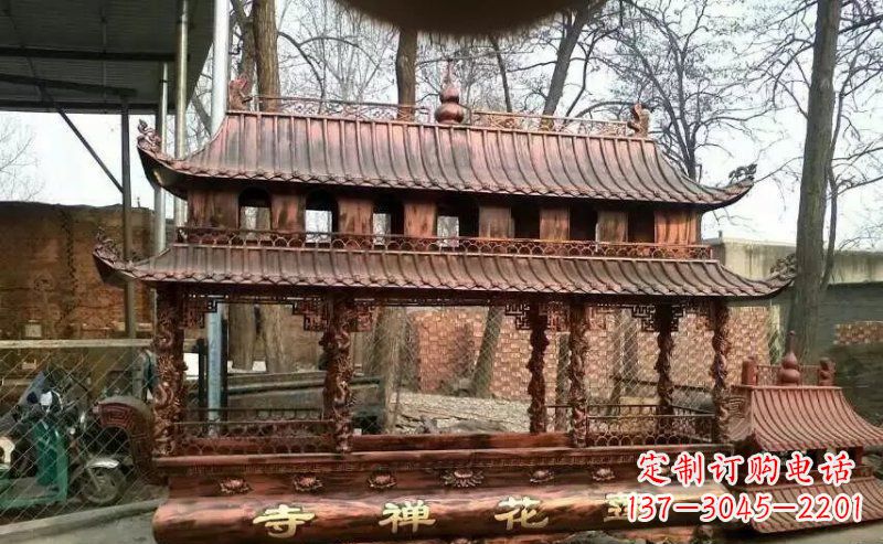 山东方形寺庙香炉铜雕