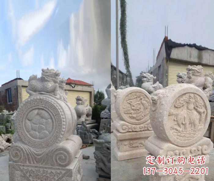山东仿古抱鼓石镇宅石门墩 (2)