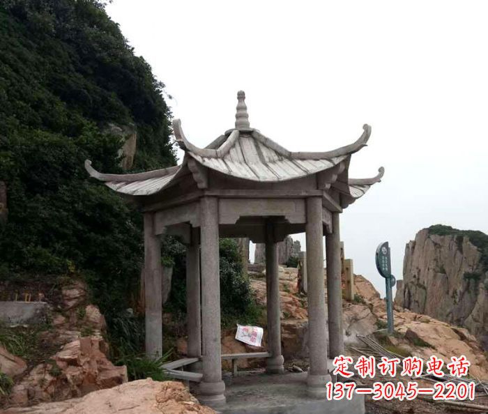 山东风格独特的仿古凉亭石雕