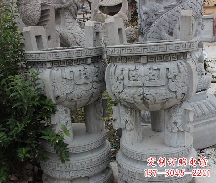 山东仿古三足香炉石雕 (3)