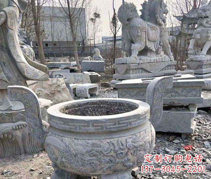 山东仿古三足香炉石雕_1