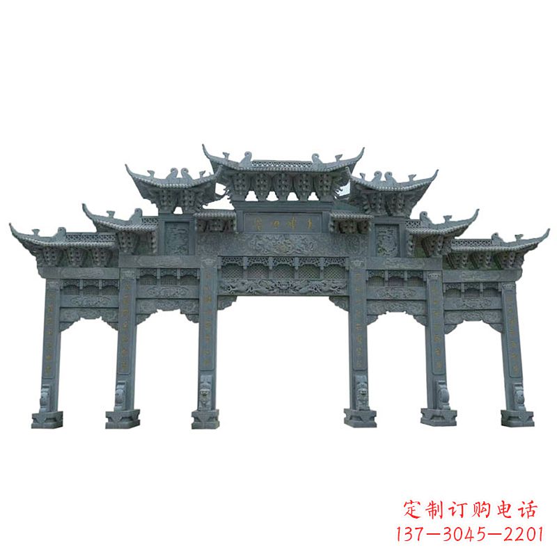 山东中领雕塑牌楼石雕艺术定制的精美雕塑