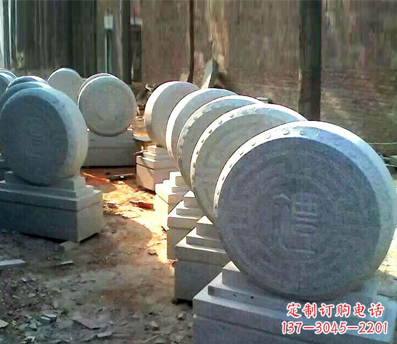 山东仿古石门墩招财抱鼓石石雕 (2)