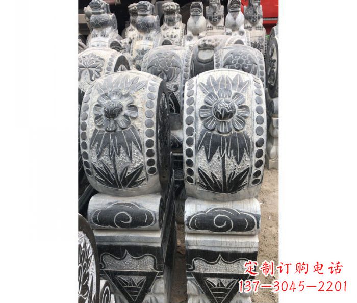 山东仿古石门墩镇宅抱鼓石雕塑