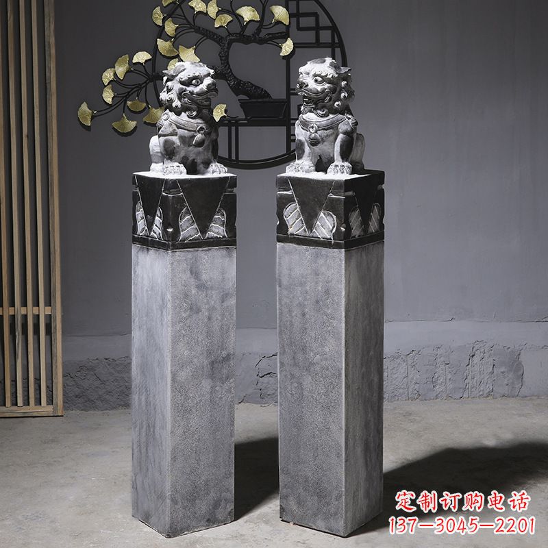 山东仿古石狮子雕塑