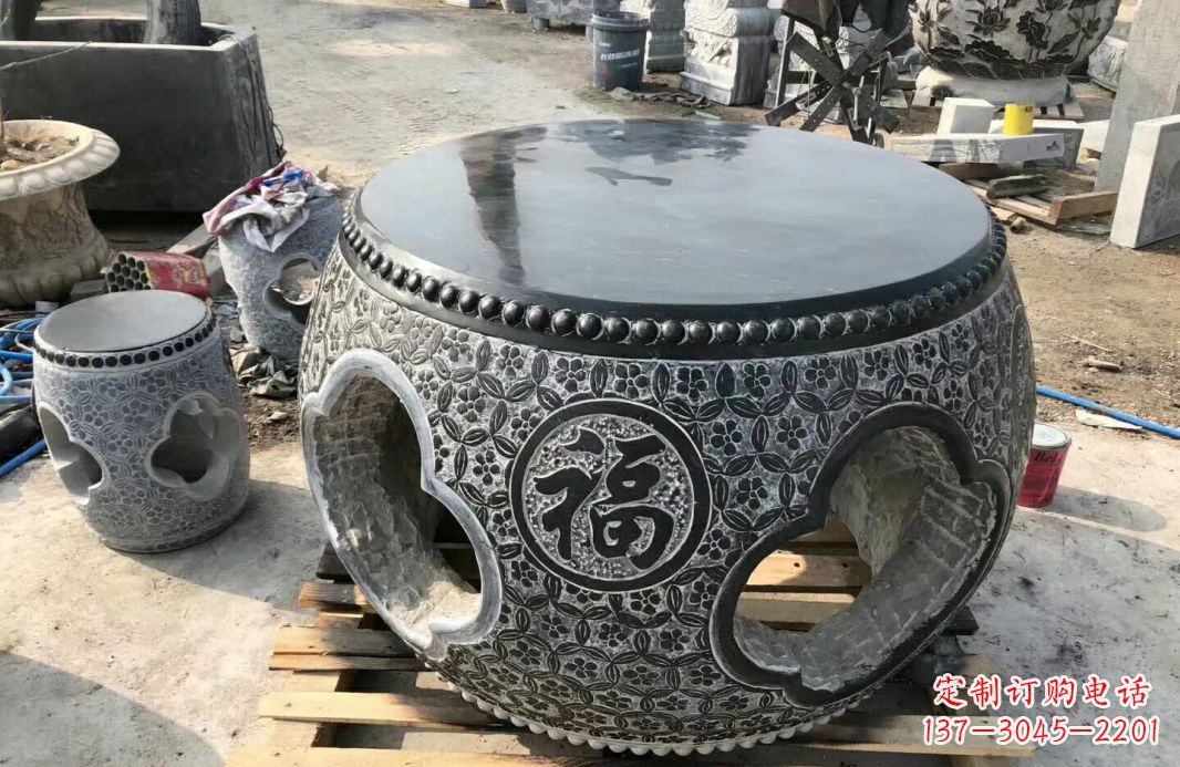 山东中领雕塑 | 精美仿古石桌凳雕塑