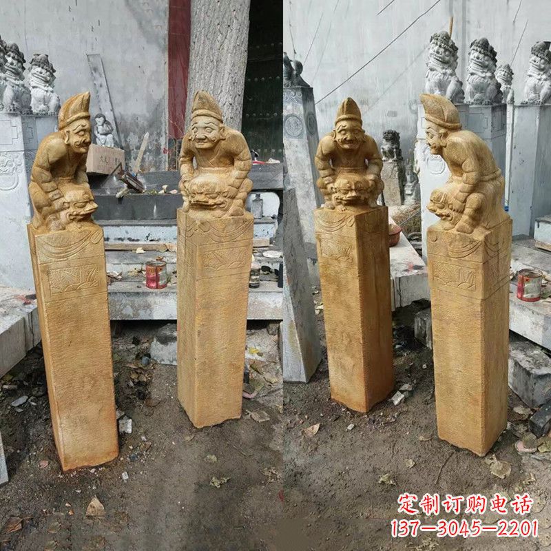 山东经典仿古拴马桩雕塑