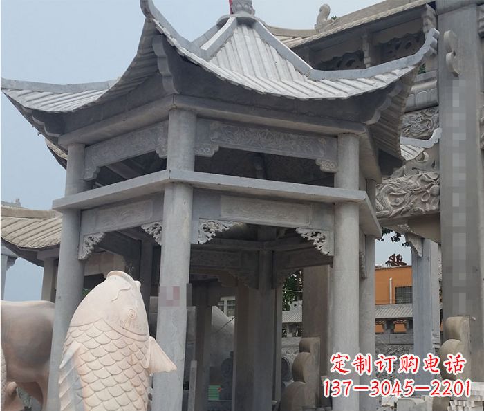 山东精美仿古双层石雕凉亭