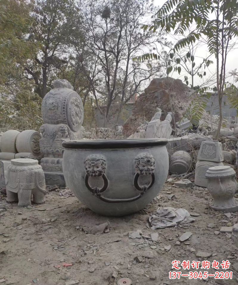 山东仿古石雕水缸雕塑