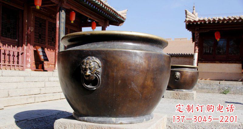 山东精美铜制仿古水缸雕塑