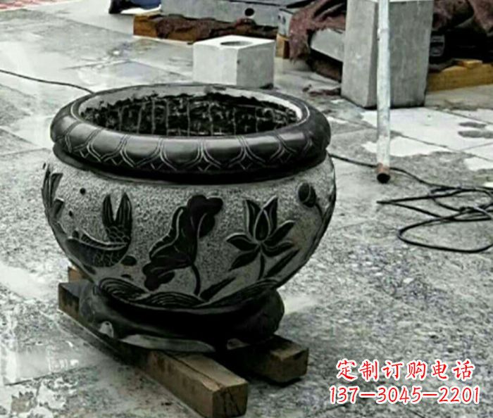 山东精美仿古招财水缸石雕
