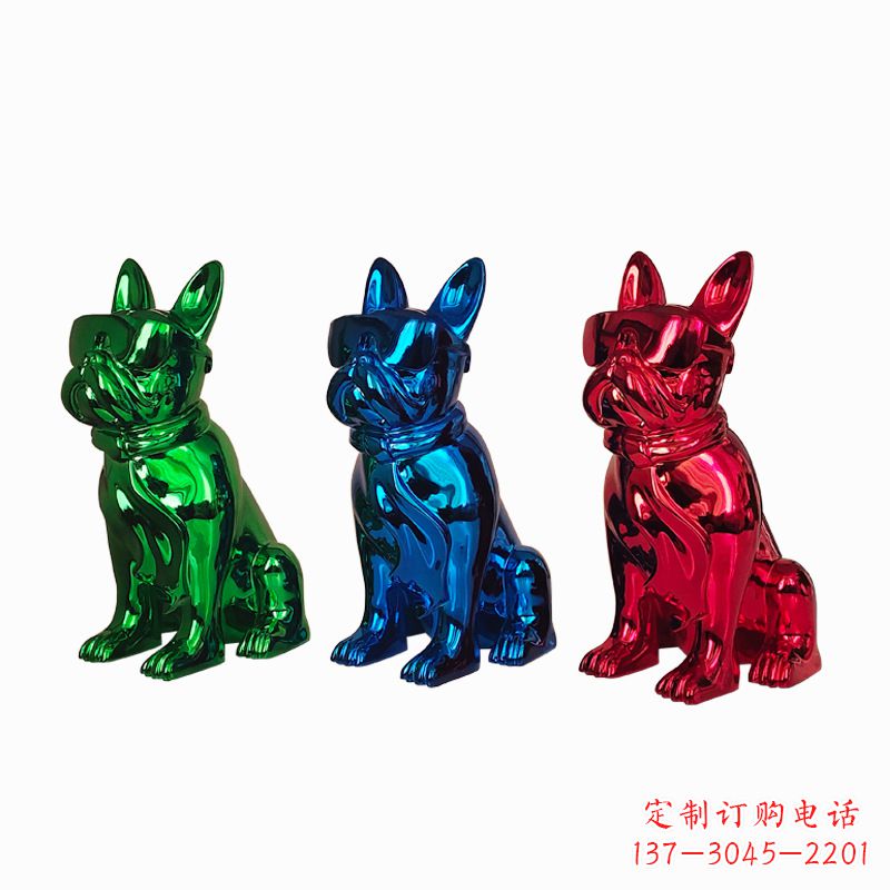 山东仿琉璃斗牛犬生肖狗雕塑