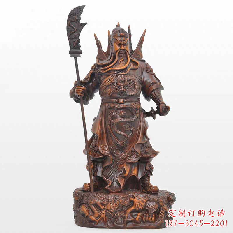 山东精美关公铜雕像,古朴高雅