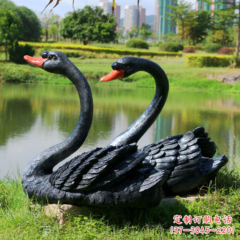 山东仿真黑天鹅玻璃钢雕塑-公园园林水景装饰动物雕塑