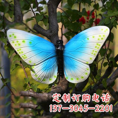 山东精致风韵,蓝白蝴蝶雕塑