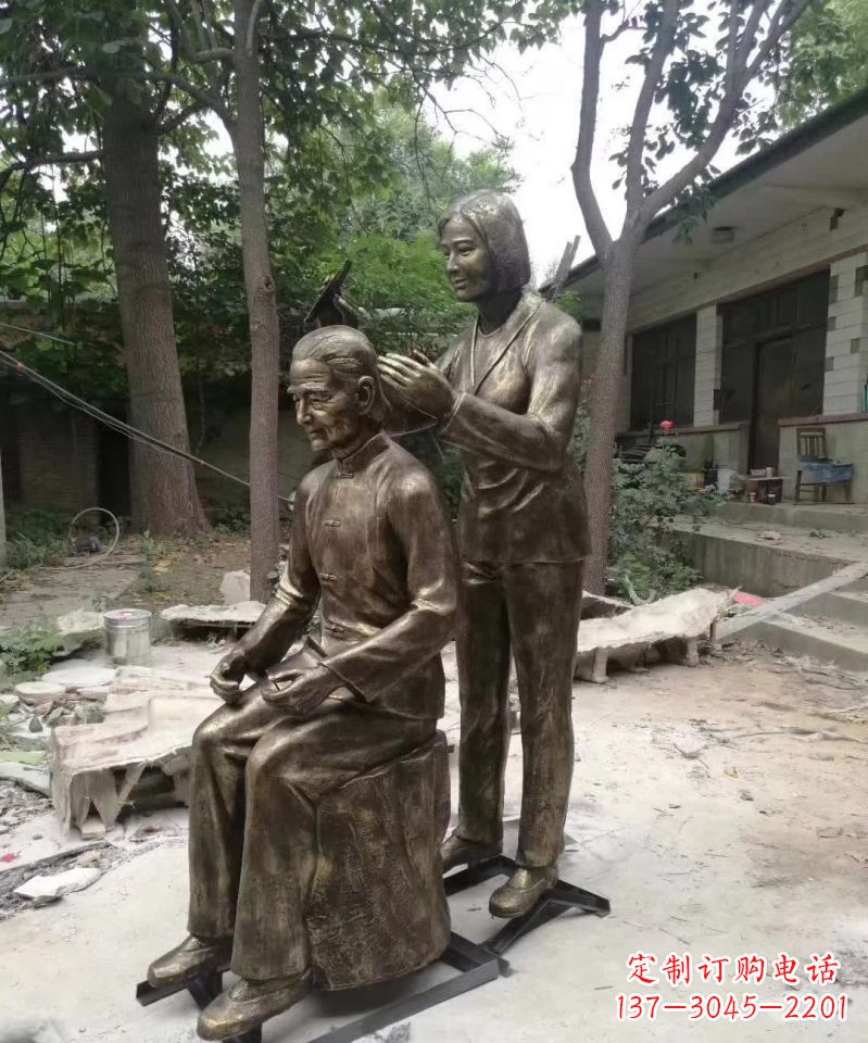 山东产品名称纪念母亲的梳头人物铜雕