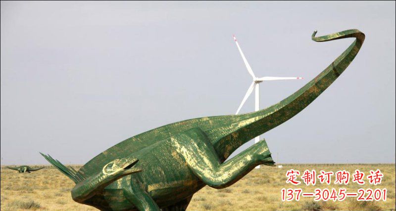 山东公园奔跑的恐龙动物铜雕