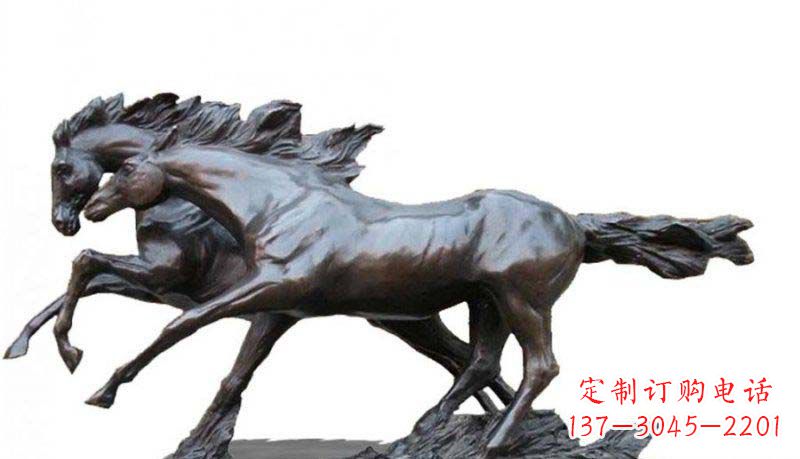 山东精工制作的两匹马动物铜雕