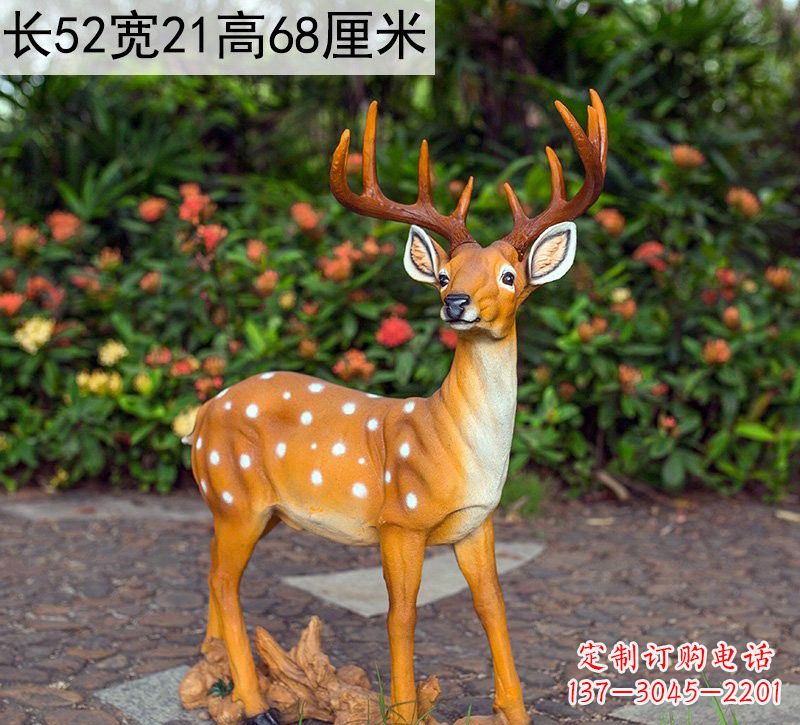 山东精美制作玻璃钢仿真梅花鹿雕塑