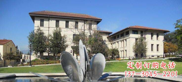 山东抽象花朵不锈钢喷泉雕塑