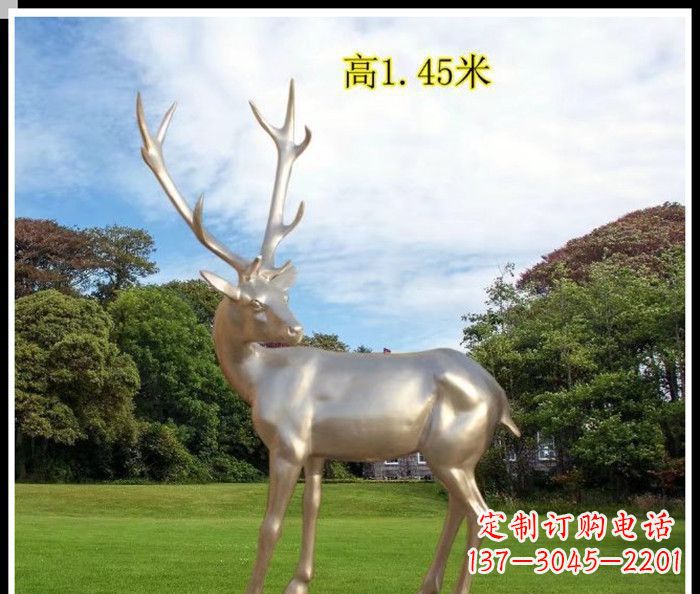 山东高端室外不锈钢巨型动物鹿雕塑