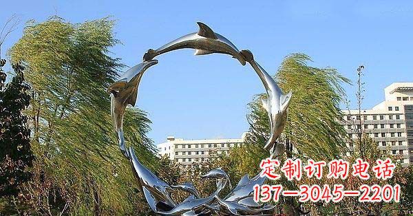 山东华丽精致的不锈钢海豚雕塑