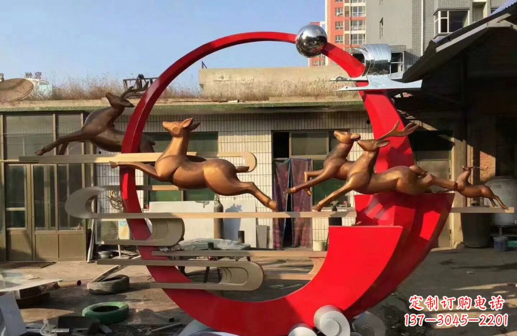 山东高端不锈钢梅花鹿雕塑