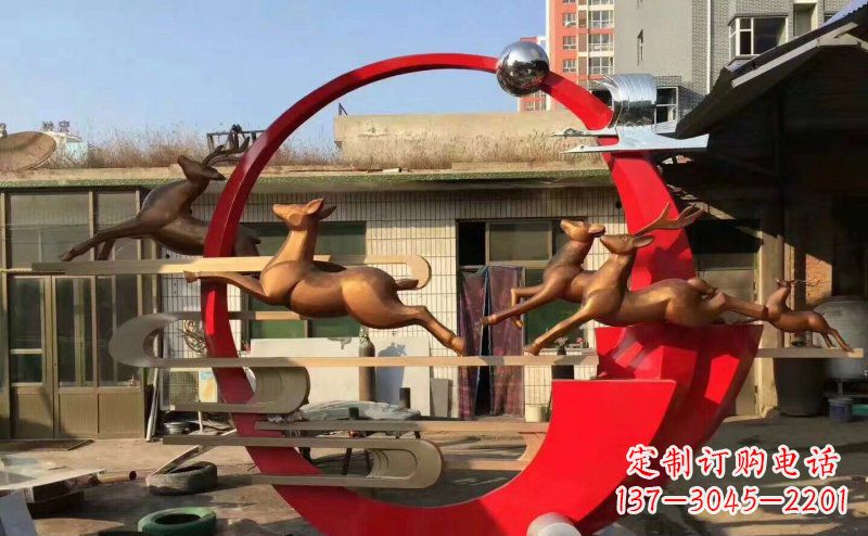 山东梅花鹿不锈钢雕塑引人瞩目的审美观赏