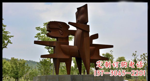 山东不锈钢人骑老虎雕塑